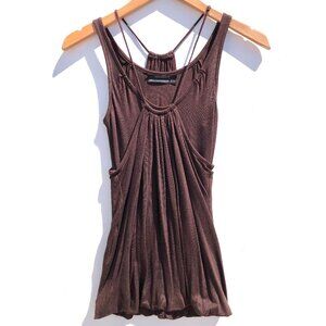 Club Monaco double layer tank top women size XS chocolate brown spaghetti straps